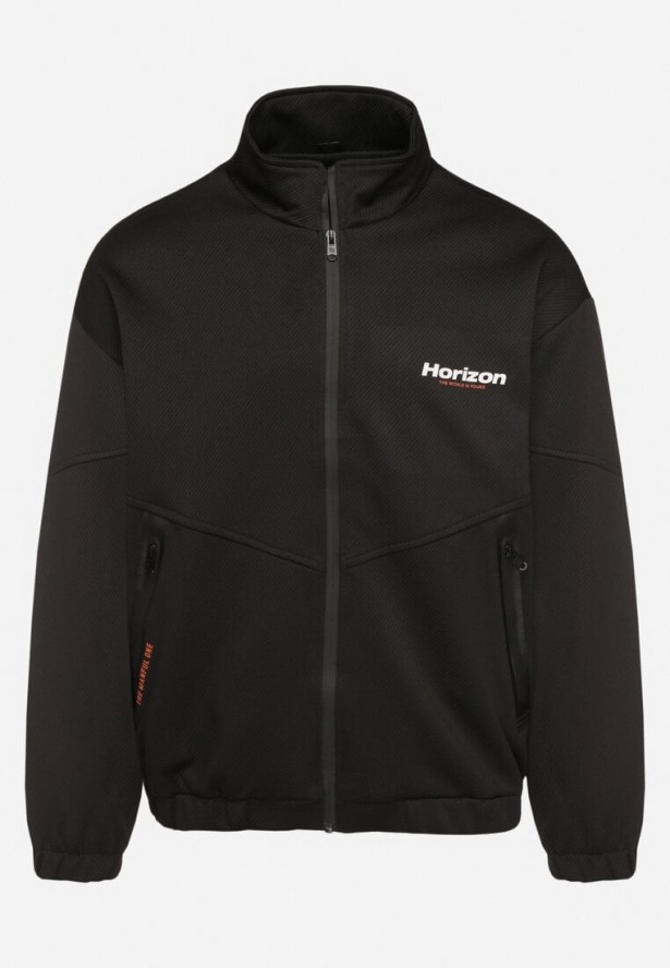 Czarna Kurtka Ozdobiona Napisem Fonilia