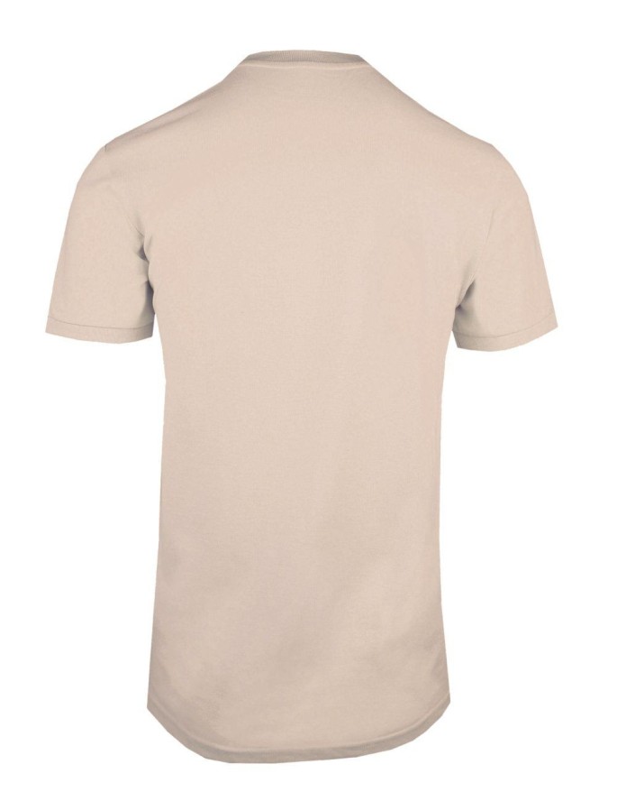 Męski T-Shirt (Koszulka) z Dekoltem na Guziki - Pako Jeans - Beżowy