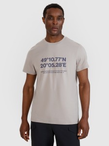 4F T-shirt regular z nadrukiem męski - szary L