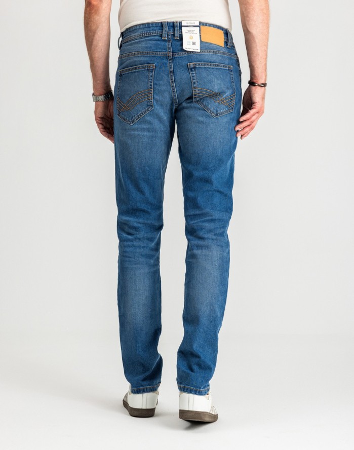 Męskie Spodnie Jeansowe Tom Tailor Josh Used Mid Stone Blue Denim Regular Slim Fit 1007860 10119