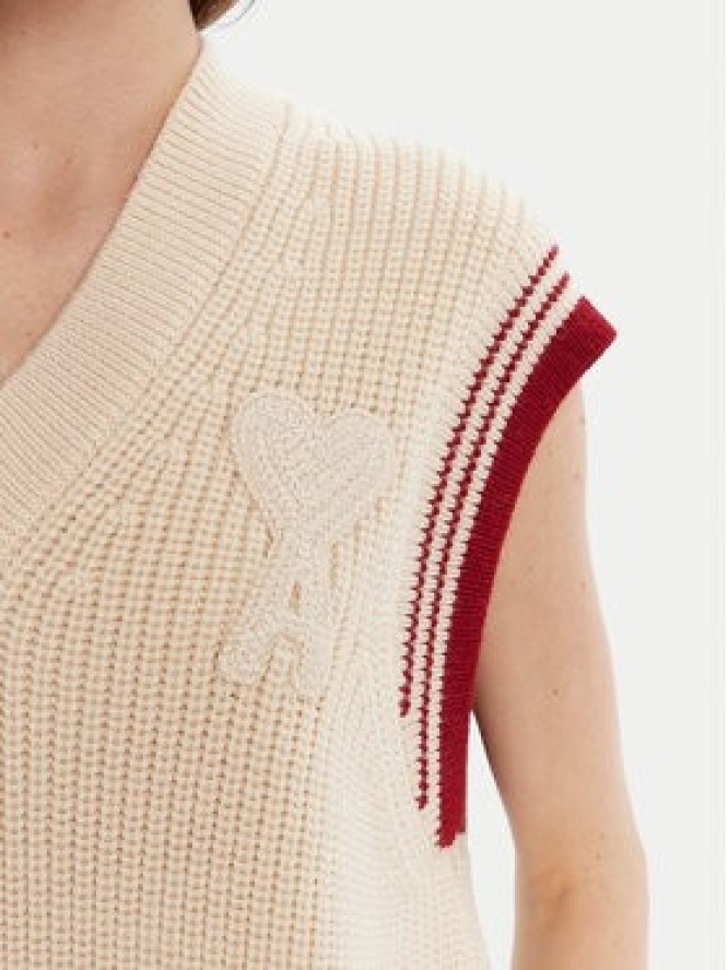 AMI Paris Sweter UKS768.KN0068 Beżowy Regular Fit