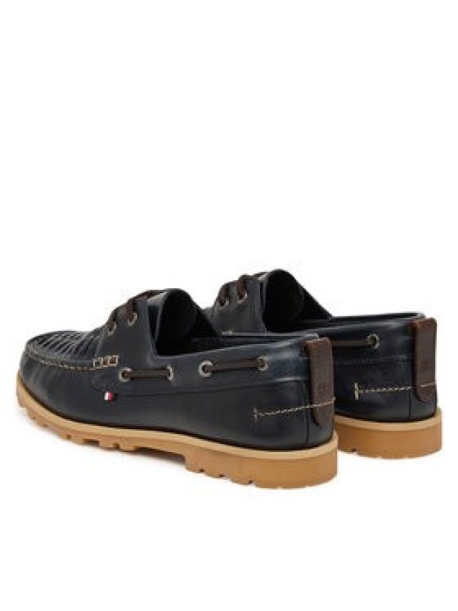 Tommy Hilfiger Półbuty Hilfiger Braided Lth Boat Shoe FM0FM05892 Granatowy