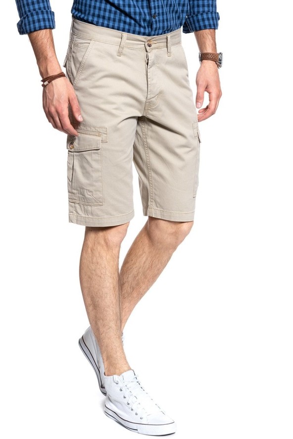 KRÓTKIE SPODENKI WRANGLER CARGO SHORT CAMEL WASHED W15DHC49J 112126785