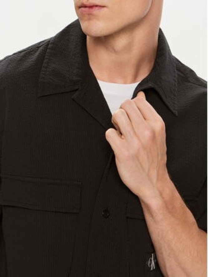 Calvin Klein Jeans Koszula Seersucker J30J325175 Czarny Relaxed Fit