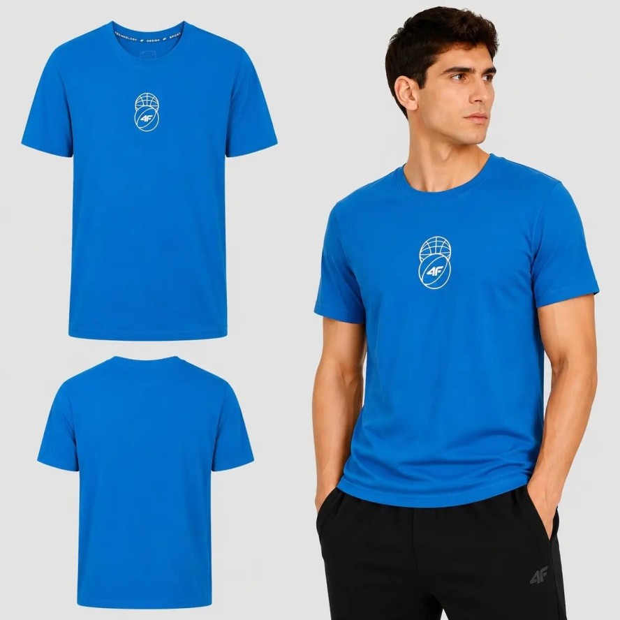 T-SHIRT MĘSKI 4F KOSZULKA SPORTOWA Z NADRUKIEM 1 BAWEŁNA M3328 SS26