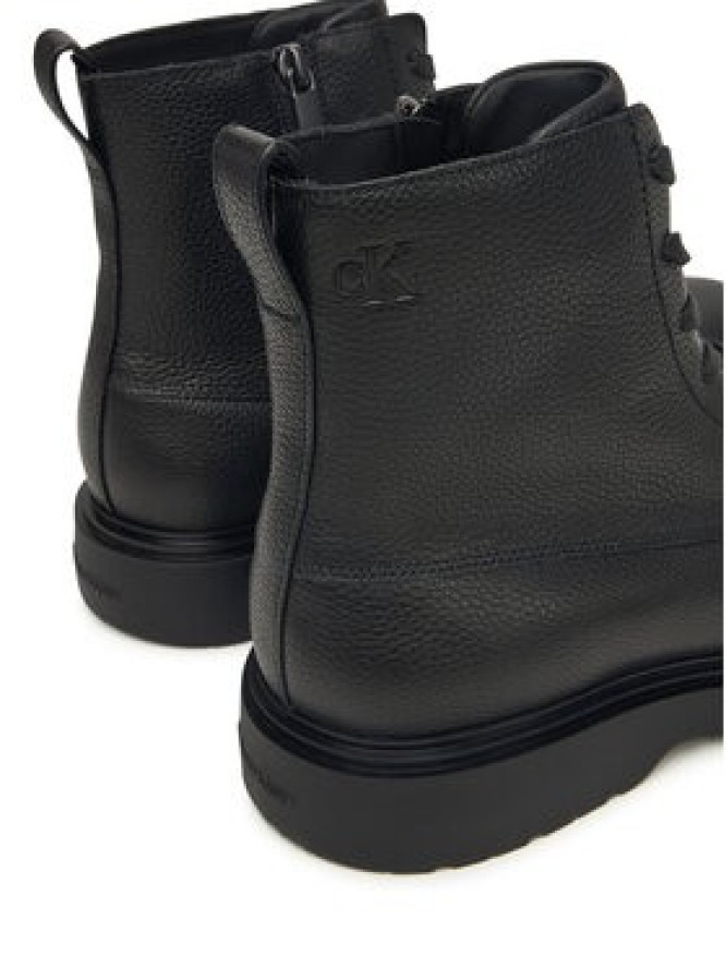 Calvin Klein Trzewiki Combat Ess Lace Up Zip Boot Lth YM0YM01373 Czarny