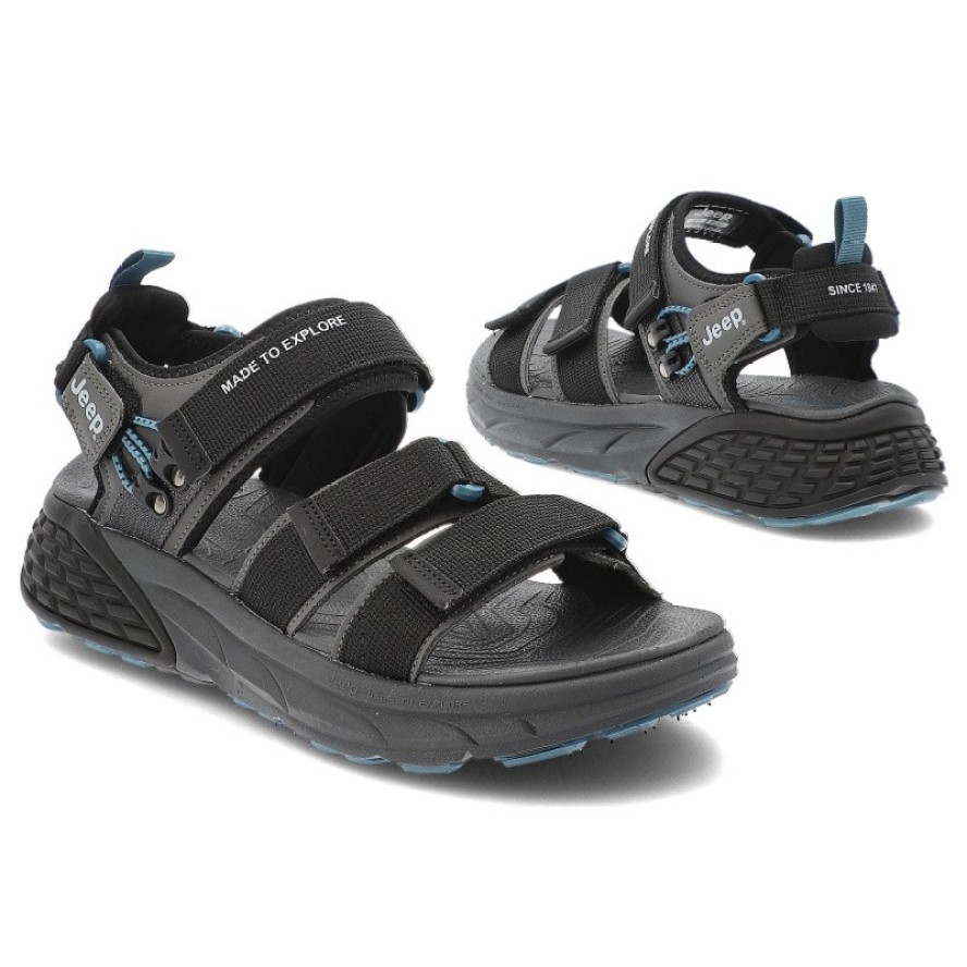 Czarne Sandały Jeep Modne Obuwie Męskie