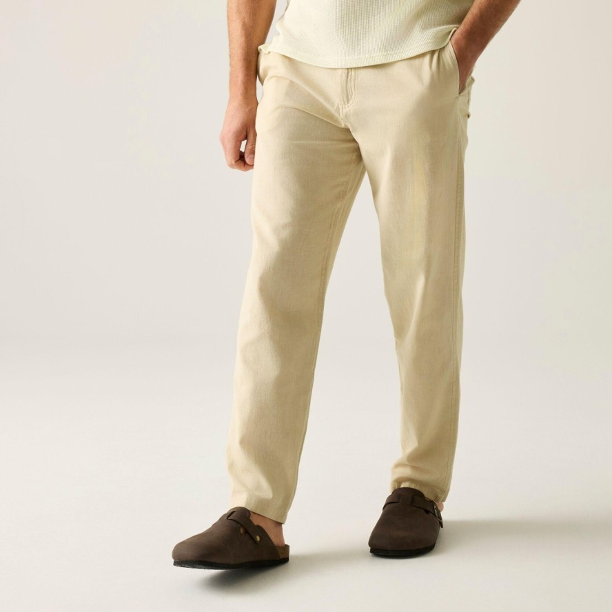 Męskie spodnie Hadlin Cotton Linen ze ściągaczem