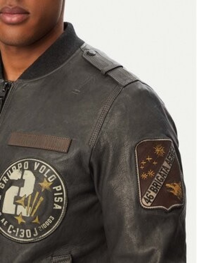 Aeronautica Militare Kurtka skórzana 261PN5055U100839 Czarny Regular Fit