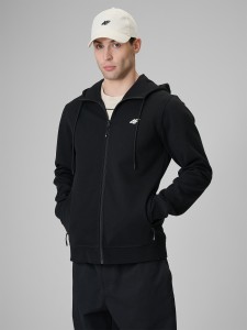 4F Bluza dresowa regular z kapturem męska - czarna XL