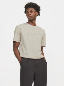 Jack & Jones T-Shirt Star 12234746 Beżowy Relaxed Fit