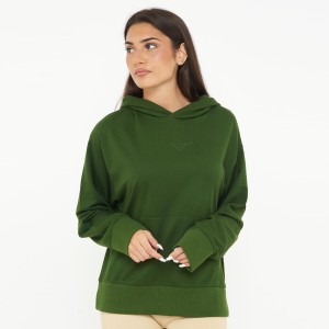 Bluza unisex z kapturem F BOXY ciemnozielona