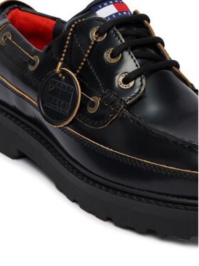 Tommy Jeans Półbuty Archive '01 Boat Shoe Lthr EM0EM01705 Czarny