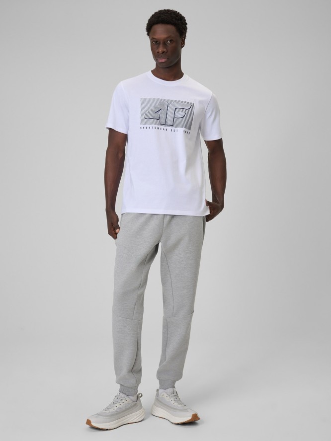 4F T-shirt regular z nadrukiem męski - biały XXL
