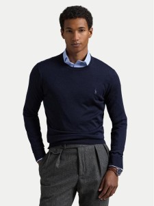 Polo Ralph Lauren Sweter 710946143001 Granatowy Slim Fit