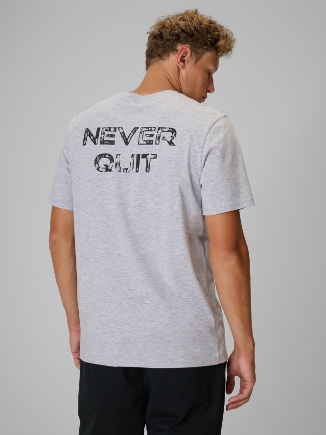 4F T-shirt regular z nadrukiem męski - szary L