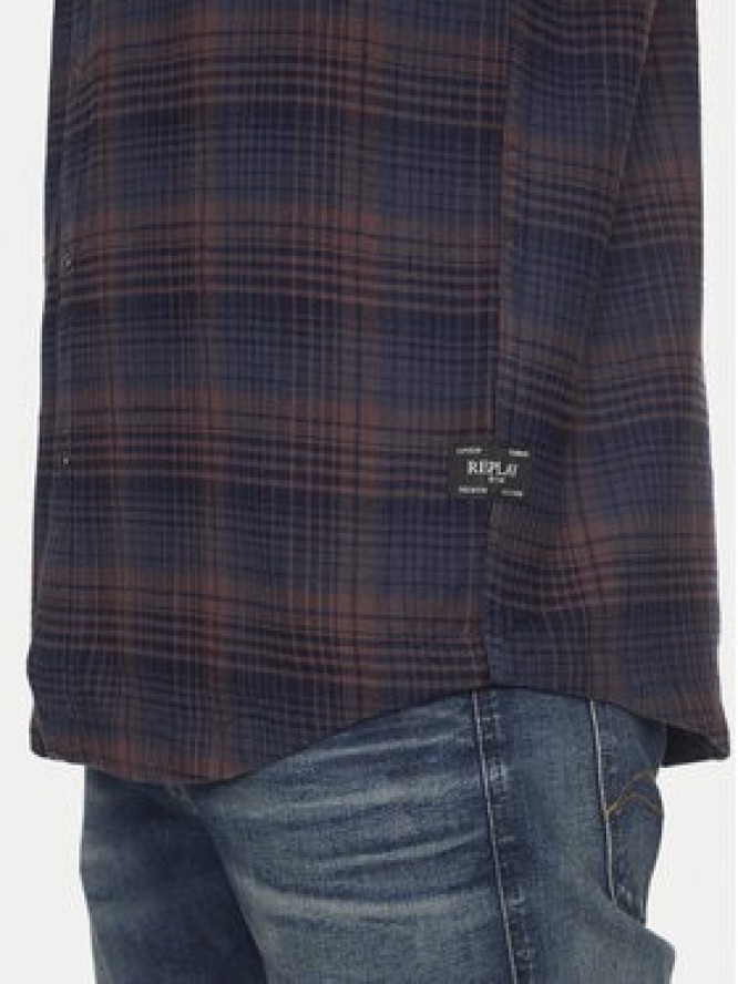 Replay Koszula M4067A.000.52714 Granatowy Regular Fit
