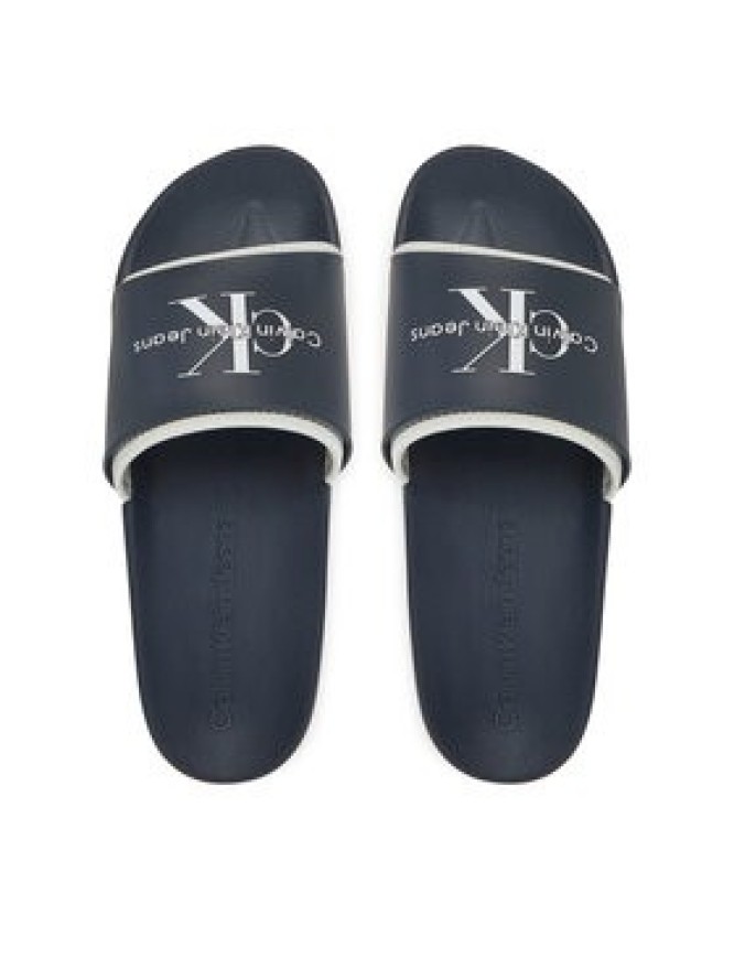 Calvin Klein Jeans Klapki Slide Rubber Neoprene Monologo YM0YM00361 Granatowy