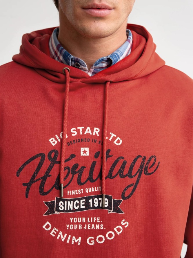 Bluza męska z kapturem z nadrukiem czerwona Herity 704