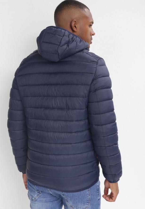 Granatowa Kurtka Pikowana z Kapturem Letos
