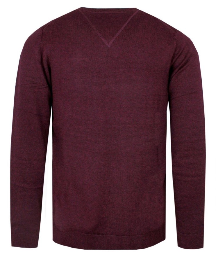 Męski Klasyczny Sweter w Serek (V-Neck) - Bordo