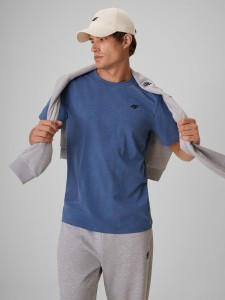4F T-shirt regular gładki męski - denim L