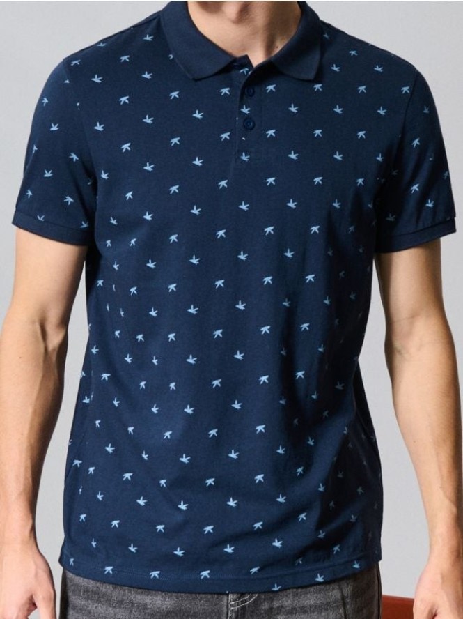 Koszulka polo ze wzorem - granatowy