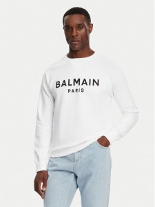 Balmain Bluza DH1JQ005BB65 Biały Regular Fit