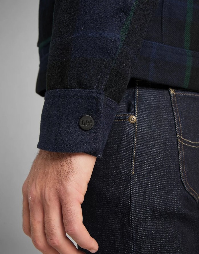 LEE CHETOPA WINTER JACKET MĘSKA KURTKA PRZEJŚCIOWA W KRATĘ NAVY L86PCS35 112122755