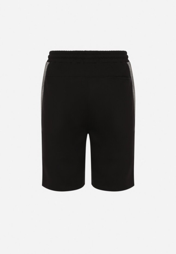 Czarne Szorty Dresowe z Bawełną i Sznurkami Naprelia