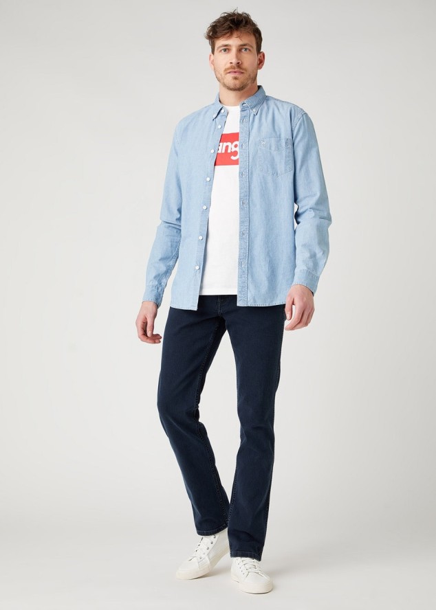 MĘSKIE SPODNIE JEANSOWE WRANGLER GREENSBORO IRON BLUE W15QLT35X 112141197