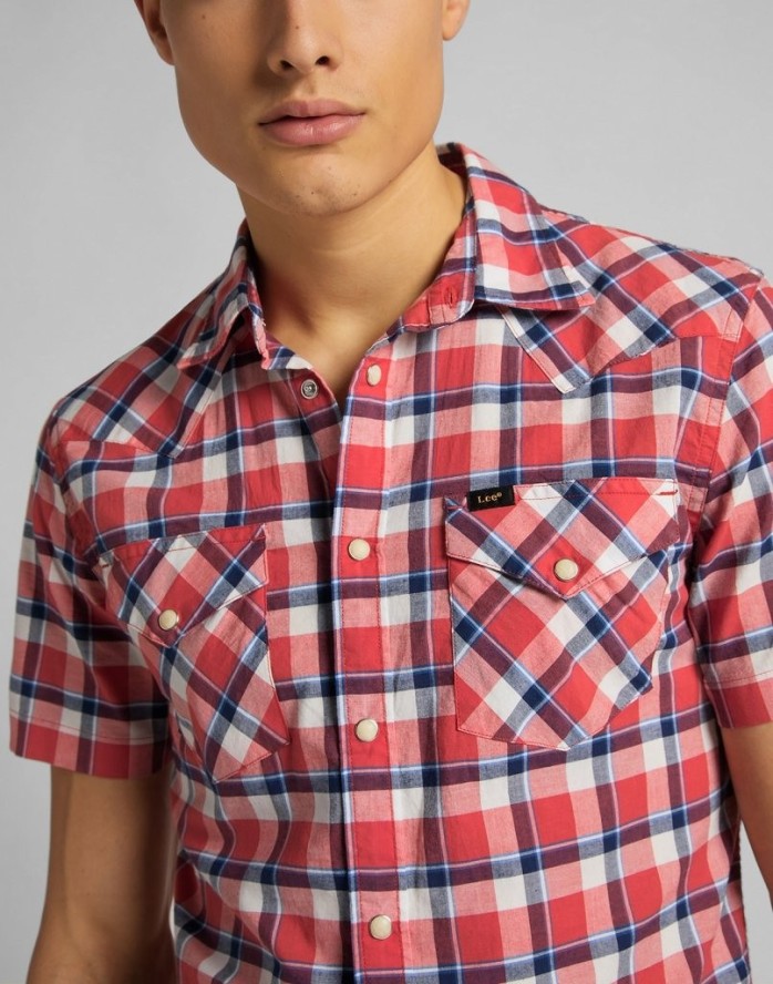 MĘSKA KOSZULA MATERIAŁOWA LEE SS WESTERN AURORA RED L640KKNV 112115282