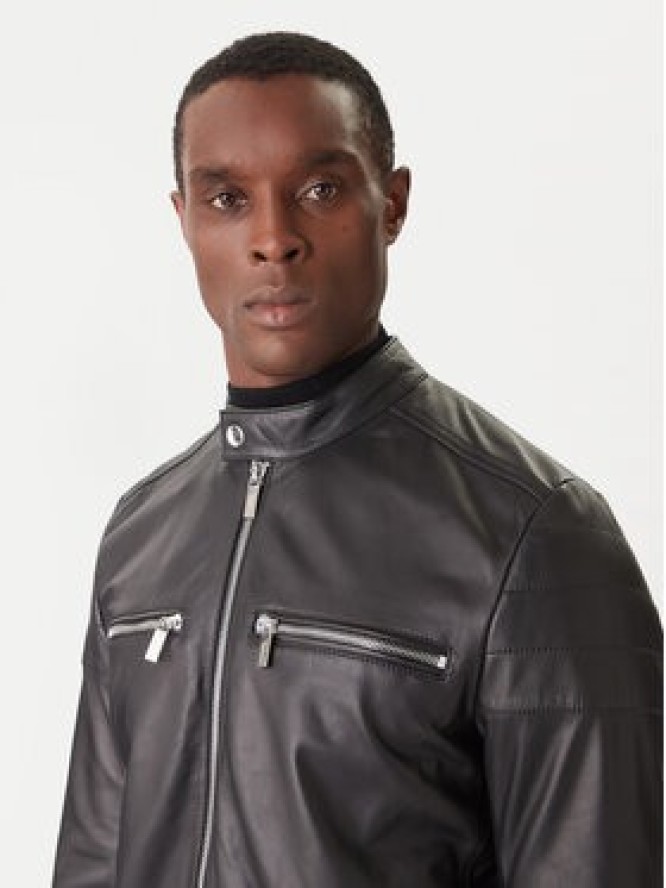 KARL LAGERFELD Kurtka skórzana 555022 554421 Czarny Slim Fit