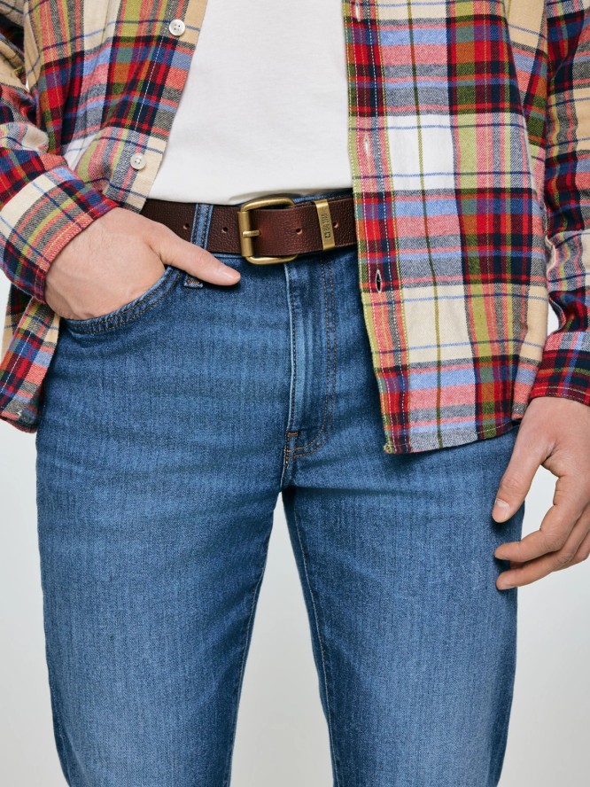 Pasek męski skórzany brązowy Odinis 804