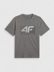 4F T-shirt regular z nadrukiem męski - szary XL