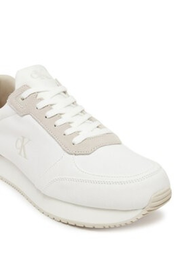 Calvin Klein Jeans Sneakersy Runner Sock Laceup Mg Canvas YM0YM01217 Biały