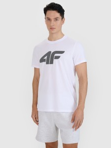 4F T-shirt regular z nadrukiem męski - biały XXL