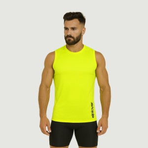 Koszulka bez rękawów do fitnessu dla mężczyzn JEAS w fluorescencyjnym żółtym