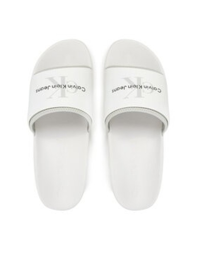 Calvin Klein Jeans Klapki Slide Rubber Neoprene Monologo YM0YM00361 Biały