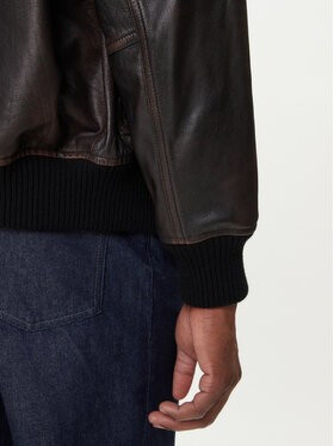 HUGO Kurtka skórzana Laviat 50541865 Brązowy Regular Fit