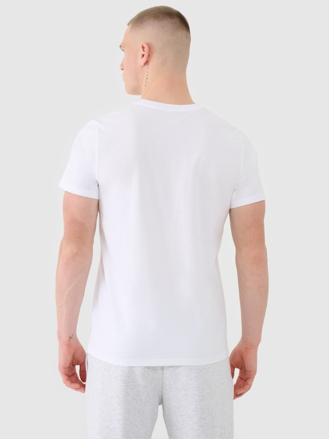 4F T-shirt regular gładki męski - biały XXL