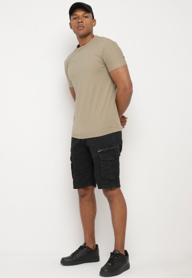 Ciemnoszare Bawełniane Szorty Klasyczne z Wysokim Stanem Ivoolia