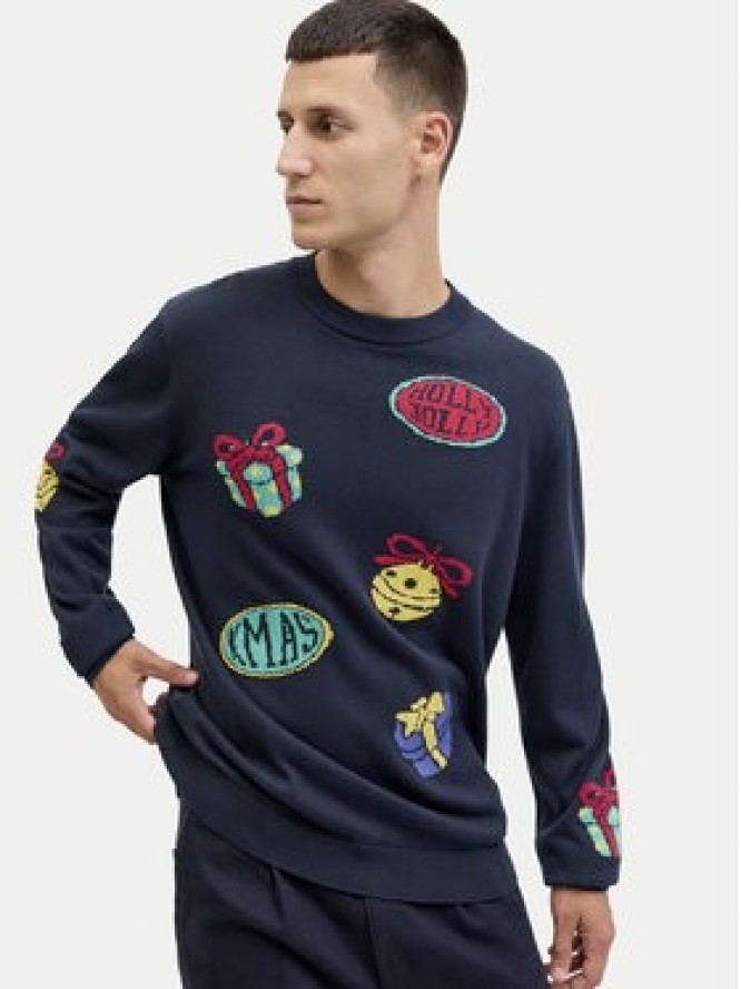 Jack & Jones Sweter Holiday 12287994 Granatowy Relaxed Fit