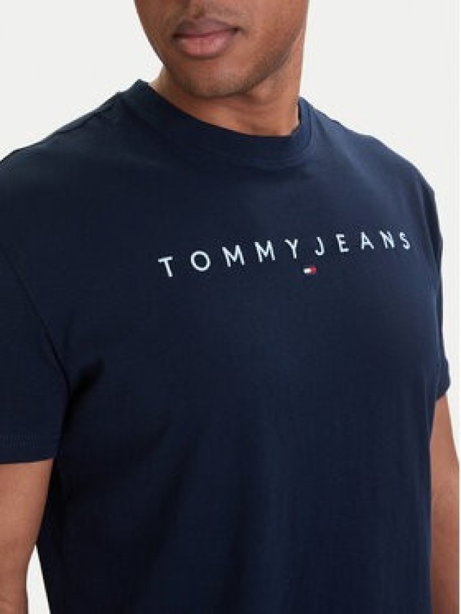 Tommy Jeans T-Shirt Linear Logo DM0DM20744 Granatowy Regular Fit
