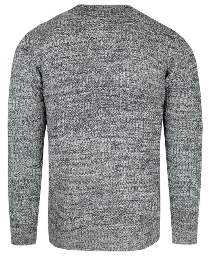 Męski Sweter Dziergany (Knit) - Brave Soul - Popielaty Melanż