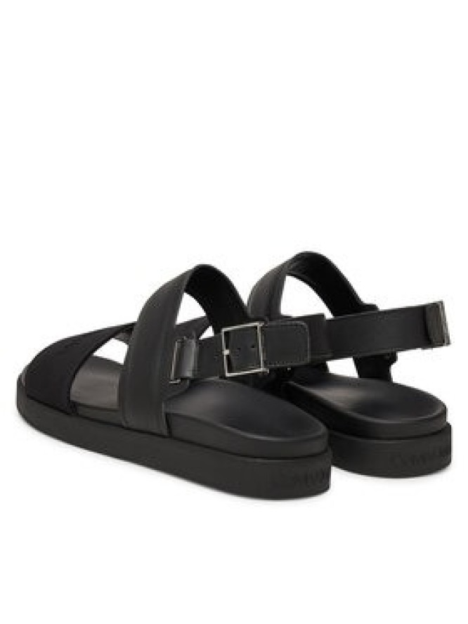 Calvin Klein Sandały Back Strap W/ Buckle Logo HM0HM01742 Czarny