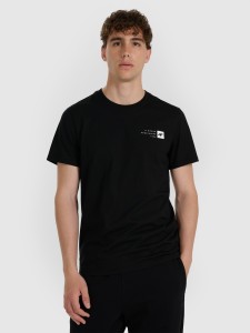 4F T-shirt regular z nadrukiem męski - czarny XL
