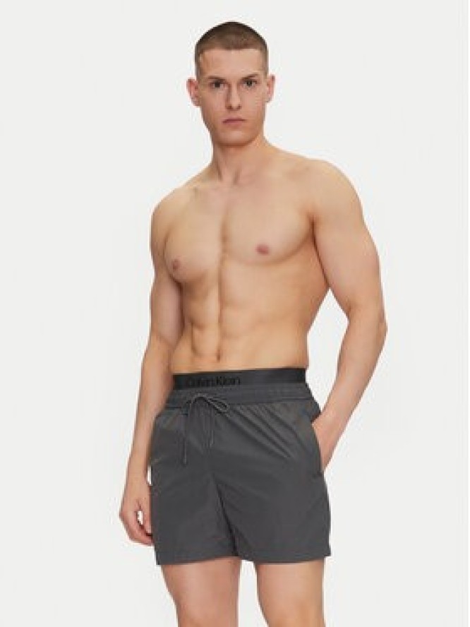 Calvin Klein Swimwear Szorty kąpielowe KM0KM01104 Szary Regular Fit