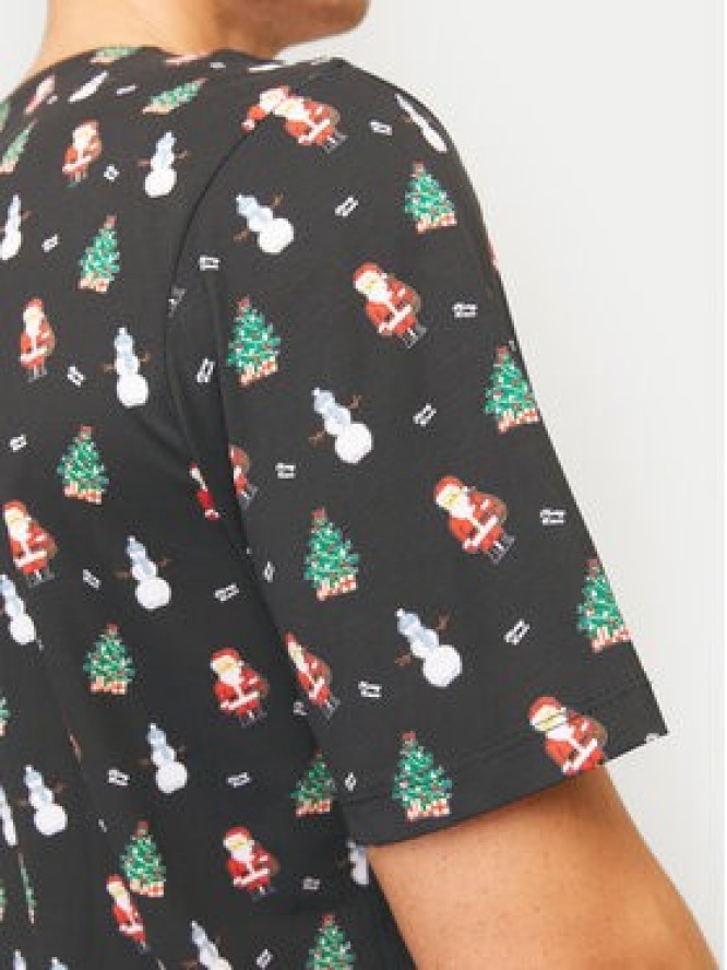 Jack & Jones T-Shirt Xmas Merry 12265399 Czarny Standard Fit