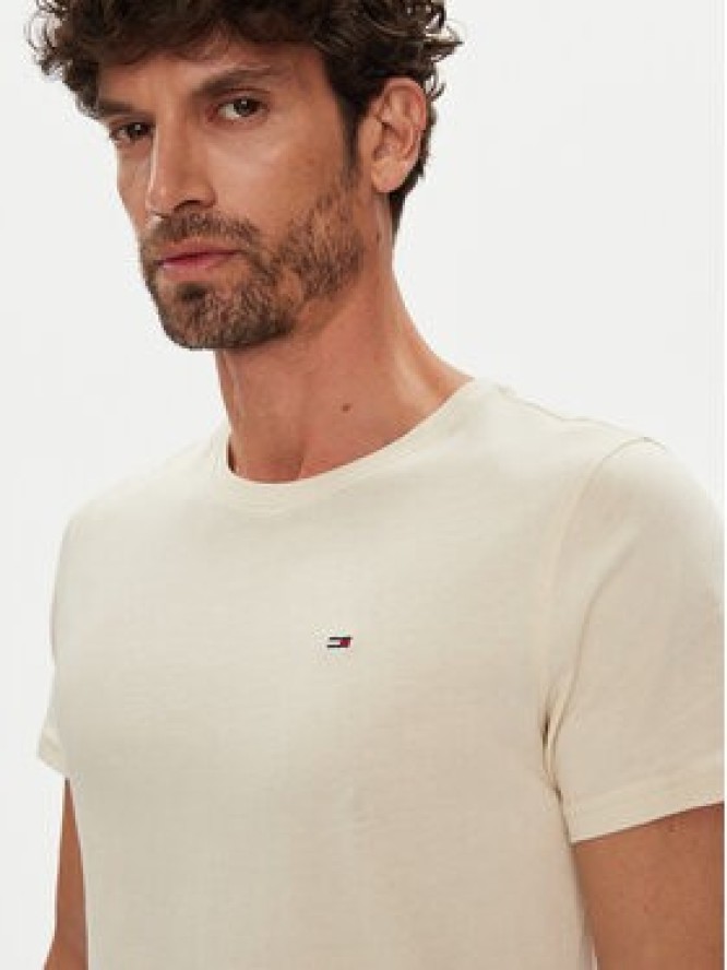 Tommy Jeans T-Shirt DM0DM04411 Beżowy Slim Fit